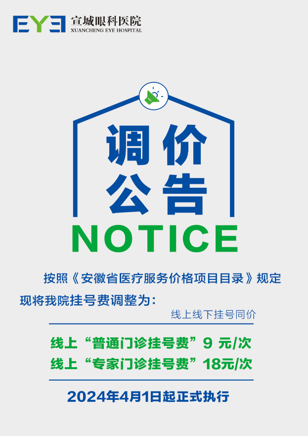 挂号费用调整通知